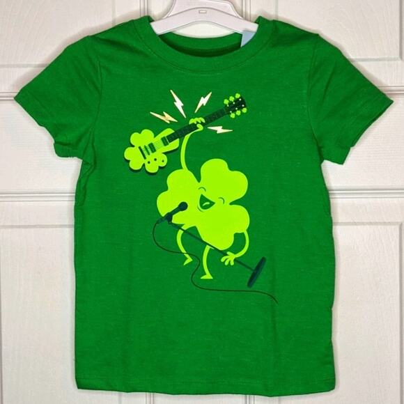 Cat & Jack Green Team Shamrock Rock Out Boys T Shirt 2T - Picture 1 of 8